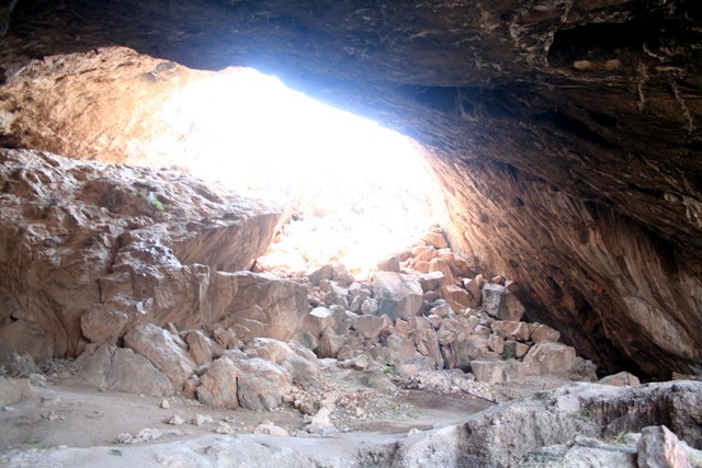 The rear top entrance of the Franchthi Cave